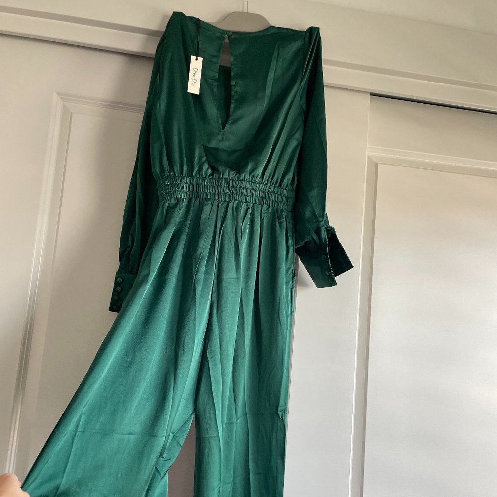 Emerald Green Dress Day Polyester Jumpsuit
